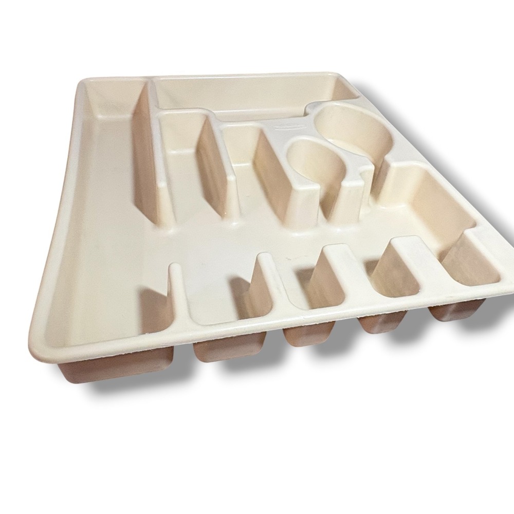 Vintage Rubbermaid Silverware Drawer Organizer Almond Plastic Tray 6 Slot - Picture 2 of 6